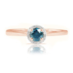 Classic Round Diamond Engagement Ring with 0.30 Carat Blue Diamond by Yaffie - 0.37 Carat Total Weight