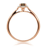 Elegantly designed Yaffie Diamond Engagement Ring with a 0.37 Carat Round Diamond and a stunning 0.30 Carat Cognac Diamond Halo Ring.