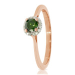 Green Diamond Halo - Yaffie Classic Round Engagement Ring with 0.37 Ctw Sparkle