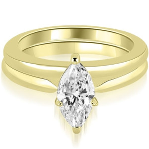 Golden Marquise Solitaire Duo: Yaffie 0.50 cttw Diamond Bridal Set