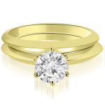 Golden Yaffie Bridal Set with Knife Edge Round Cut Solitaire Diamond (0.50 cttw)