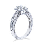 Antique Filigree Engagement Ring with Yaffie Princess Cut Diamond