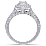 Sparkling Love: Yaffie Double Halo Engagement Ring in White Gold by The Signature Collection - 1.25ct TDW Princess and Round Diamonds