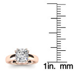 Yaffie 14K Rose Gold Cushion Diamond Solitaire Engagement Ring, Featuring 1 Carat of Brilliance.