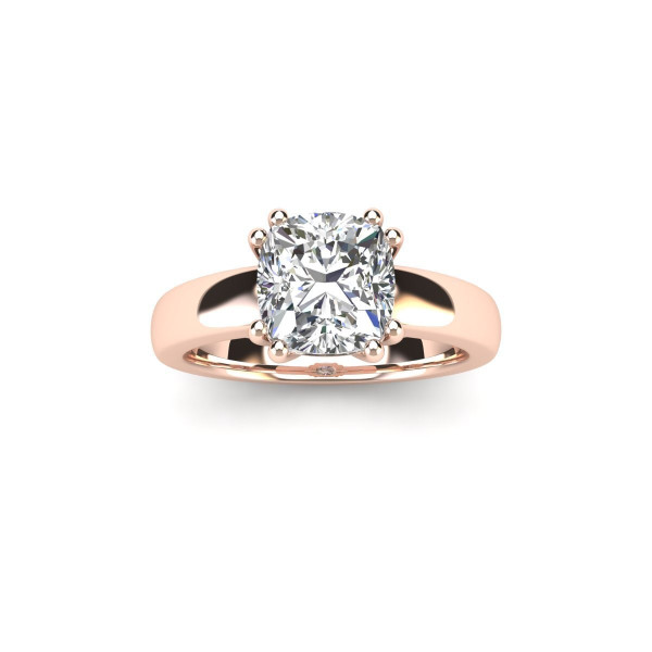 Yaffie 14K Rose Gold Cushion Diamond Solitaire Engagement Ring, Featuring 1 Carat of Brilliance.
