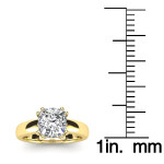 14K Golden Cushion Cut Diamond Engagement Ring - Yaffie 1 Carat Solitaire