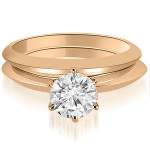 Yaffie Radiant 1.00CTW Rose Gold Solitaire Bridal Set with a Knife Edge Design