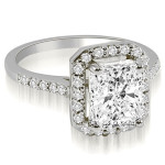 1.06cttw. White Gold Halo Diamond Bridal Set with Elegant Emerald and Round Cut Stones by Yaffie