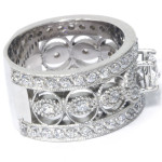 Vintage-inspired White Gold Diamond Engagement Ring with Intricate Filigree Design (1.625 Ct TDW) by Yaffie.