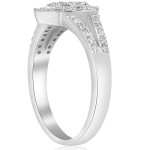 White Gold Diamond Pear Engagement Ring with Halo Frame & Split Shank (0.5 ct) by Yaffie.