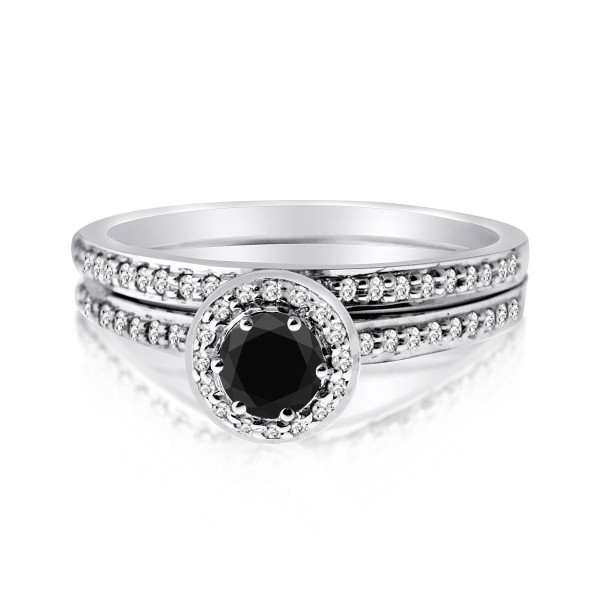 Yaffie ™ Unique Black and White Diamond Ring Set - 1/2ct TDW, 2-Piece Round Design in Gold