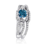Gold Yaffie Bridal Set featuring Blue and White Diamond 1ct TDW