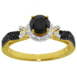 Yaffie ™ Exquisite Custom-Made Black and White Diamond Ring with 7/8ct TDW in Gold