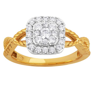 Yaffie Gold 1/2ct TDW Cushion Diamond Ring with a Halo - Elegant Elegance!