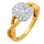 Yaffie Stunning 1/2ct TDW Two-tone Gold Engagement Ring with Emerald-cut Diamond Halo
