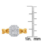 Yaffie Stunning 1/2ct TDW Two-tone Gold Engagement Ring with Emerald-cut Diamond Halo