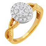 Yaffie Twisted Halo Oval Diamond Ring: Stunning 2-Tone Gold with 1/2ct TDW