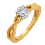 Yaffie Two-tone Gold Engagement Ring Boasts 1/6ct TDW Diamonds in a Stunning Oval Cluster