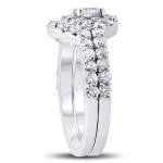 White Gold Diamond Engagement Ring Set with Halo and Elegant Curved Design (1.5 ct TDW) by Yaffie