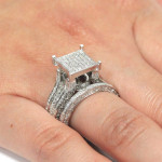 Cluster Ring with 1 3/8 Carat TDW Pave Diamonds in White Gold by Yaffie
