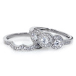 Vintage 3-Stone Diamond Engagement Set - Yaffie White Gold (1ct TDW)