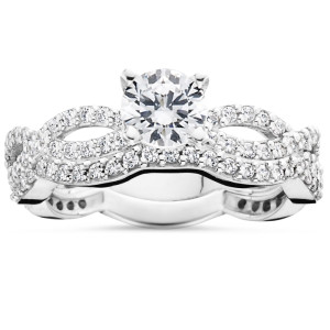 Dazzling Yaffie Infinity Ring Set, with 1 ct TDW White Gold Diamonds for Engagements