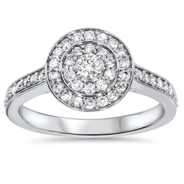 Sparkle Twice as Nice with Yaffie White Gold Double Halo Engagement Ring, Featuring a 1/2 ct TDW Diamond