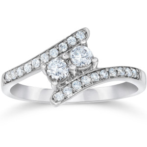Dazzling Yaffie 2-stone Diamond Ring in White Gold with 1/2ct TDW
