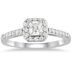 Sparkling Yaffie Diamond Engagement Ring with White Gold Halo (1/2ct TDW)