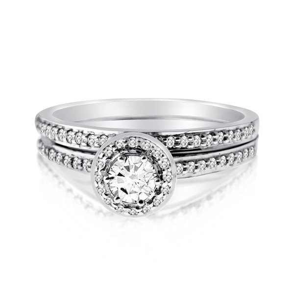 White Gold Diamond Bridal Ring Set with 1/2ct TDW Round-cut Gems by Yaffie