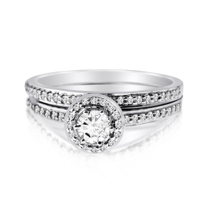 White Gold 1/2ct TDW Diamond Round-cut Bridal Ring Set - Custom Made By Yaffie™