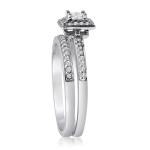 Sparkling Yaffie Bridal Set with Princess-Cut Diamond Halo in White Gold, 1/2ct TDW