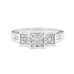 Sparkling Yaffie 14K White Gold Ring with 0.5ct Total Diamond Weight of Round and Rectangular Cut Stones
