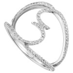 Sparkling Yaffie Diamond Ring with Double Hooks in White Gold, featuring 1/3ct TDW.