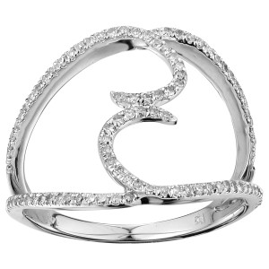Sparkling Yaffie Diamond Ring with Double Hooks in White Gold, featuring 1/3ct TDW.
