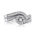 Vintage Inspired Bridal Ring Set with 1/3ct TDW Diamonds in Yaffie White Gold
