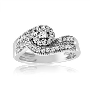 Vintage Inspired Bridal Ring Set with 1/3ct TDW Diamonds in Yaffie White Gold