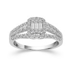 Emerald-cut Baguette Diamond Ring with 1/3 ct TDW in White Gold by Yaffie