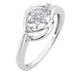 Floral Bypass Ring in Yaffie White Gold with 1/6ct TDW Diamonds