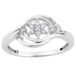 Floral Bypass Ring in Yaffie White Gold with 1/6ct TDW Diamonds