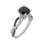 Handcrafted by Yaffie™: Black & White Diamond Engagement Ring with 1.95 ct TDW in White Gold