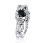 Yaffie ™ Custom Black and White Diamond Bridal Ring Set - 1ct TDW White Gold