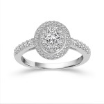 1ct TDW Diamond Halo Engagement Ring by Yaffie in White Gold