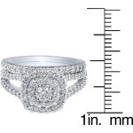 Sparkling Yaffie Wedding Ring Set with 1ct TDW White Gold Diamond Halo