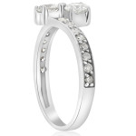 Two Stone Yaffie Engagement Ring with 1cttw TDW in White Gold