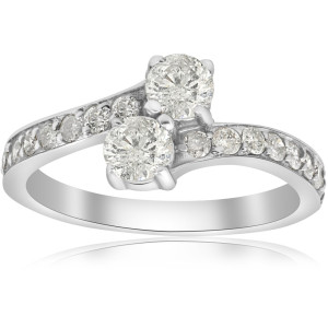White Gold 1cttw TDW Two Stone Engagement Diamond Ring - Custom Made By Yaffie™