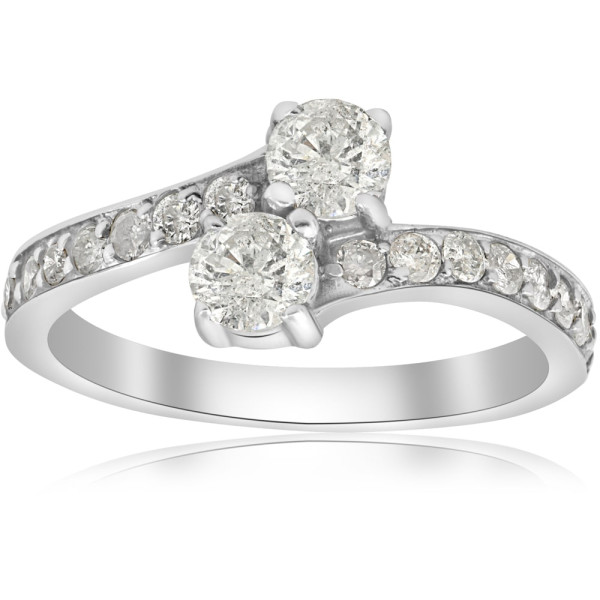 White Gold Engagement Ring with 1cttw of Two Stone Diamond Brilliance by Yaffie