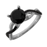 Yaffie Custom Black and White Diamond Engagement Ring with 2.33ct TDW White Gold