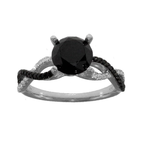 Yaffie Custom Black and White Diamond Engagement Ring with 2.33ct TDW White Gold