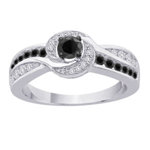 Yaffie ™ Custom-made White Gold Black and White Diamond Ring with 2/3ct TDW for your Engagement.
